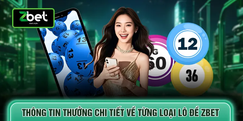 Thông tin thưởng chi tiết về từng loại lô đề ZBET
